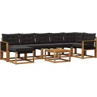 vidaXL Buiten bank set 8 st Naturel en Zwart