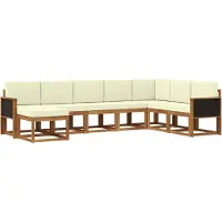 vidaXL Buiten bank set 8 st Natuurlijk en Crème Massief Acacia Hout