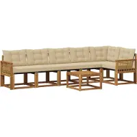 vidaXL Buiten bank set 7 st Natuurlijk en Beige