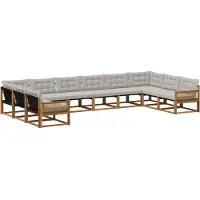 vidaXL Buiten bank set 10 st Naturel en lichtgrijs