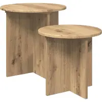 vidaXL Bijzettafelset 2 st Artisanaal eiken Ø 45 x 45 cm