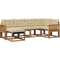 vidaXL Buiten bank set 6 st Natuurlijk en Beige