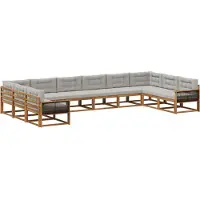 vidaXL Buiten bank set 10 st Naturel en lichtgrijs