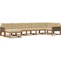 vidaXL Buiten bank set 7 st Natuurlijk en Beige