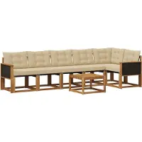 vidaXL Buiten bank set 7 st Natuurlijk en Beige