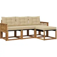 vidaXL Buiten bank set 4 st Natuurlijk en Beige