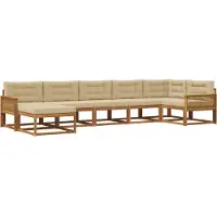 vidaXL Buiten bank set 7 st Natuurlijk en Beige