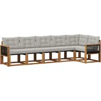 vidaXL Buiten bank set 6 st Naturel en lichtgrijs