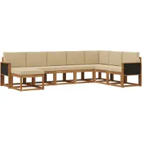 vidaXL Buiten bank set 8 st Natuurlijk en Beige Massief Acacia Hout