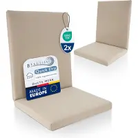 Beautissu QD-NL – Set van 2 Premium Tuinstoelkussens Lage Rug 105x48 cm – 100% Waterdicht – Weerbestendig – Sneldrogend – UV-bestendig – Natuur