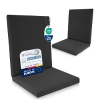 Beautissu QD-NL – Set van 2 Premium Tuinstoelkussens Lage Rug 105x48 cm – 100% Waterdicht – Weerbestendig – Sneldrogend – UV-bestendig – Antraciet