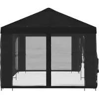 vidaXL Tuin gazebo met zijwanden 6 x 3 m Zwart Polyester en Staal