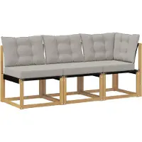 vidaXL 3 st Outdoor Midden- en Hoekbank Wit