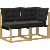 vidaXL Outdoor Midden- en Hoekbank met kussen 2 Stuk Wit