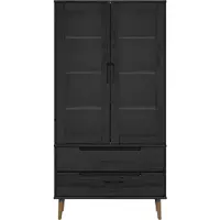 vidaXL Glazen Vitrinekast MOLDE 90 x 35 x 175 cm Massief grenenhout
