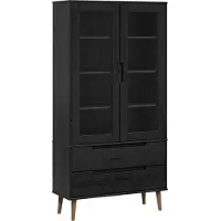 vidaXL Glazen Vitrinekast MOLDE 90 x 35 x 175 cm Massief grenenhout