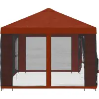 vidaXL Tuin gazebo met zijwanden 6 x 3 m Terracotta Polyester en Staal