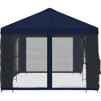 vidaXL Tuin gazebo met zijwanden 6 x 3 m Blauw Polyester en Staal