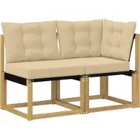 vidaXL Outdoor Midden- en Hoekbank met kussen 2 Stuk Wit
