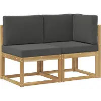 vidaXL Outdoor Midden- en Hoekbank 2 Stuk Wit Massief Acacia Hout