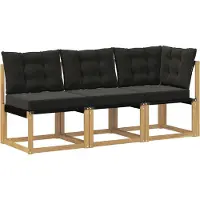 vidaXL Outdoor Midden- en Hoekbank met kussen 3 Stuk Wit