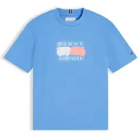 Tommy Hilfiger Shirt 'Flag Graffiti' blauw / watermeloen rood / wit