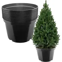Garronda Set van 10 ronde kunststof kweekpotten met drainagegaten voor tuin (Zwart, Ø45,5 x 30 cm (35L)) GD-KW-RL
