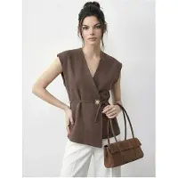 Bianco Geknoopte V-hals Crêpe Vest