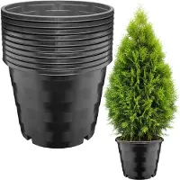 Garronda Set van 10 vierkante kunststof bloempotten met drainagegaten (Zwart, Ø39 x 31 cm – 25 L) GD-KW-RSC