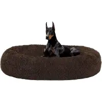 OEM Orthopedisch hondenbed, rond kussen, 120 cm, bruin, wasbaar