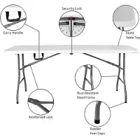 OEM Opklapbare picknicktafel, 6 voet (ongeveer 183 cm), zilverkleurig, stabiel
