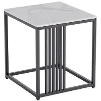 OEM Luxe Vierkante Bijzettafel - Marmerlook Gesinterd Stenen Blad - Metalen Frame - Compact & Stijlvol Voor Woonkamer & Slaapkamer