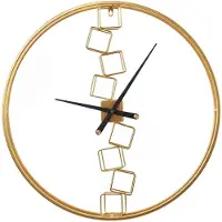 Costway Grote wandklok zonder tikgeluid, 68 cm, Scandinavische stijl, metalen klok, stille decoratieve klok, batterijgevoede wanddecoratie voor de keuken, geel