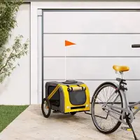 Prolenta Maison Exclusive - Fietsaanhangwagen voor honden, geel en grijs. Gemaakt van Oxford-stof en metaal