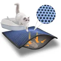 OEM Blue Eyes Kattenmat, kattenmat 40x60 cm, onderlegmat voor kattenbak, honingraatdesign, waterdichte dubbele laag, ontwerp: bijenkorf (turquoise)
