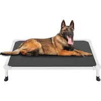 OEM Koel hondenbed met aluminium frame, zwart, 107x76 cm, antislip