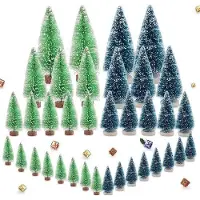 OEM 36 Mini-kunstkerstbomen, 4 verschillende maten. Kleine kerstboomdecoraties, groen. Kleine kerstdecoraties met sneeuweffect