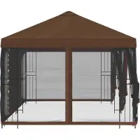 vidaXL Paviljoen met zijwanden 6 x 3 m Bruin Polyester en Staal