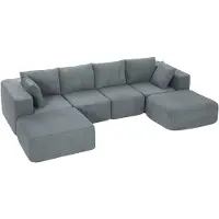HOMCOM Hoekbank-Linnenlook, Schuim-294L x 165B x 70H cm-Donkergrijs