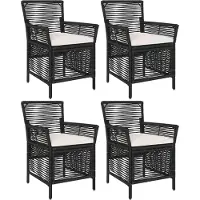 vidaXL Buitenzit 4 st Zwart en Crème poly rattan