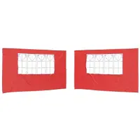vidaXL Party Tent Zijwand 2 pcs 400 x 195 cm Rood PE en staal