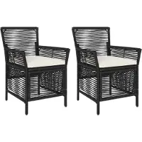 vidaXL Buitenzit 2 st Zwart en Crème poly rattan
