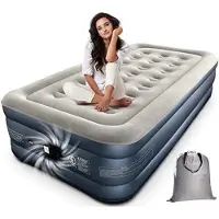 OEM Enkele luchtbed met pomp, 190x100x46 cm, 250 kg, wit/grijs, zelfopblazend