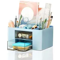 OEM Bureauorganizer met 7 vakken, blauw, van kunststof