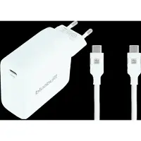 BlueBuilt 100W GaN Usb C Oplader Wit + Usb C Kabel 240W 2m Nylon Wit