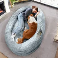 OEM Groot, blauw hondenbed voor volwassenen en honden, comfortabel