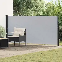 Syfax Uittrekbaar Zijscherm Grijs 300 x 170 cm Polyester