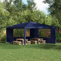 Prolenta Maison Exclusive - Partytent zijwand, 2 stuks, 400 x 195 cm, blauw, PE en staal