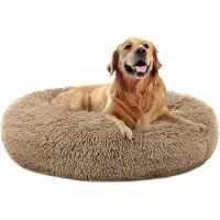 OEM Hondenbed, kalmerend, donutvorm, imitatiebont, zacht, wasbaar, zelfwarmend, groot, rond, pluche hondenbed