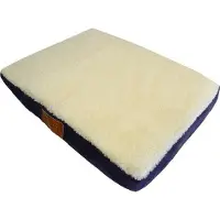 OEM Orthopedisch extra groot hondenbed van kunstleer met schapenvacht, blauw/wit